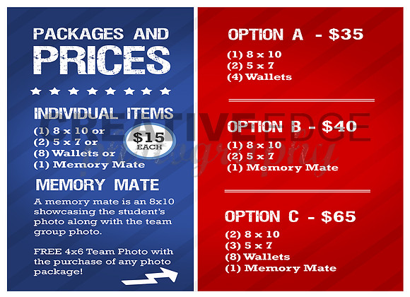 Sports Price List Back
